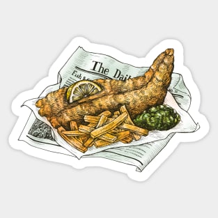 Hand Drawn Fried Fish & Chips Sticker